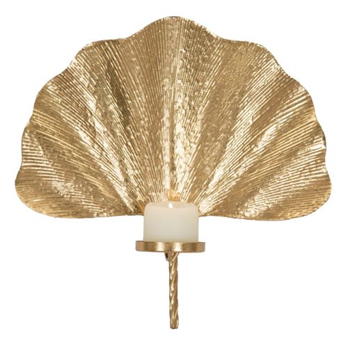 Bougeoir Mural Feuille En Métal Doré 41x11,5x40 Cm Pour Décoration Intérieure