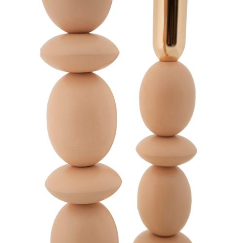 Lot De 2 Bougeoirs Roses Et Dorés Ø10x25-33,5 Cm Design Glamour