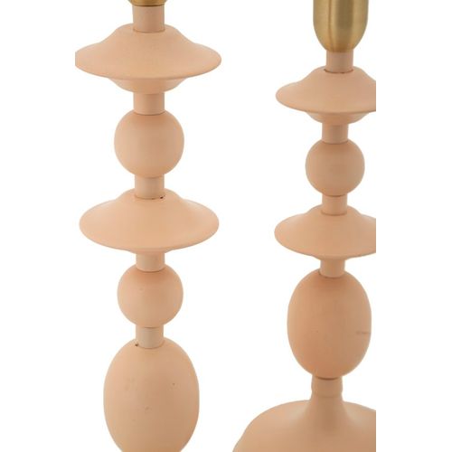 Lot De 2 Bougeoirs Crème Et Dorés Ø10x29-33 Cm Style Glamour