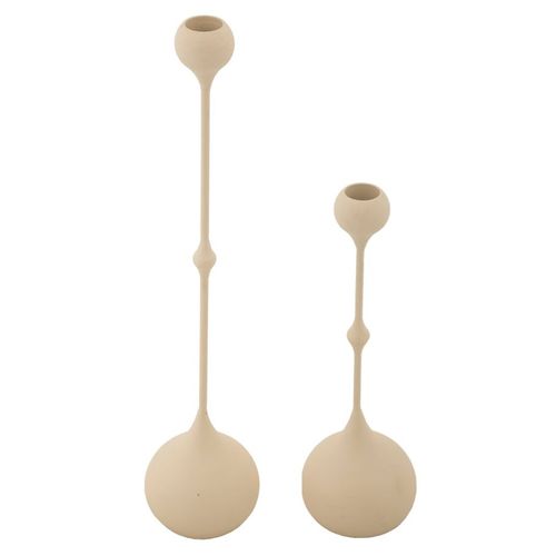 Lot De 2 Bougeoirs Slimmy Crème Et Doré Ø8x26-ø8x37 Cm