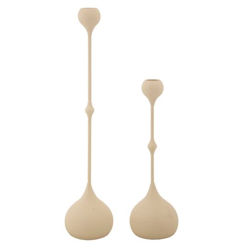 Lot De 2 Bougeoirs Slimmy Crème Et Doré Ø8x26-ø8x37 Cm