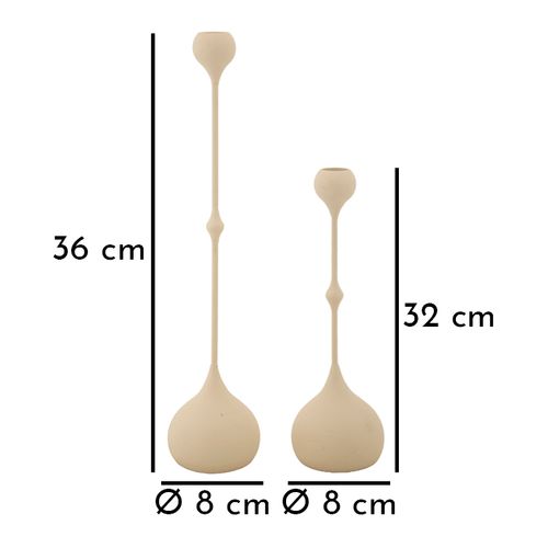 Lot De 2 Bougeoirs Slimmy Crème Et Doré Ø8x26-ø8x37 Cm