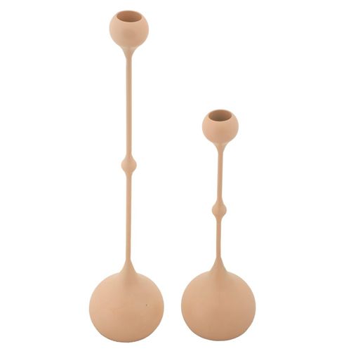 Lot De 2 Bougeoirs Slimmy Rose Et Doré Ø8x26-ø8x37 Cm