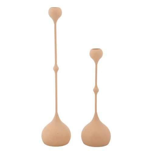 Lot De 2 Bougeoirs Slimmy Rose Et Doré Ø8x26-ø8x37 Cm