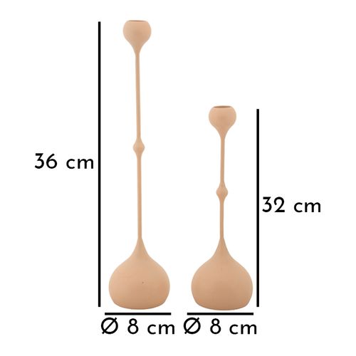 Lot De 2 Bougeoirs Slimmy Rose Et Doré Ø8x26-ø8x37 Cm