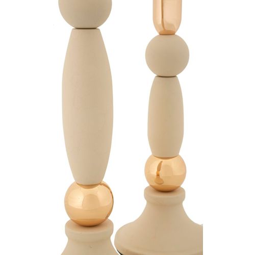 Lot De 2 Bougeoirs Slimmy Crème Et Doré Ø9,5x25-ø9,5x30 Cm