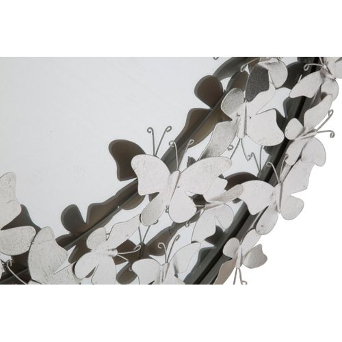 Miroir Rond Argenté Papillon 91x94 Cm Décoratif Et Lumineux
