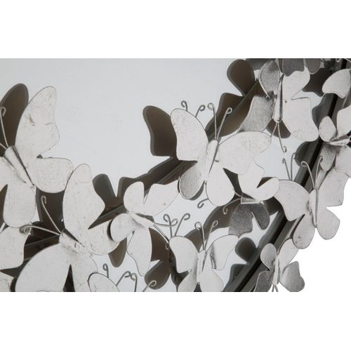 Miroir Rond Argenté Papillon 91x94 Cm Décoratif Et Lumineux