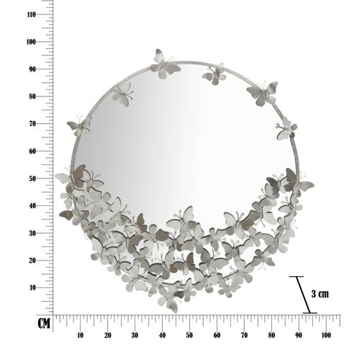 Miroir Rond Argenté Papillon 91x94 Cm Décoratif Et Lumineux