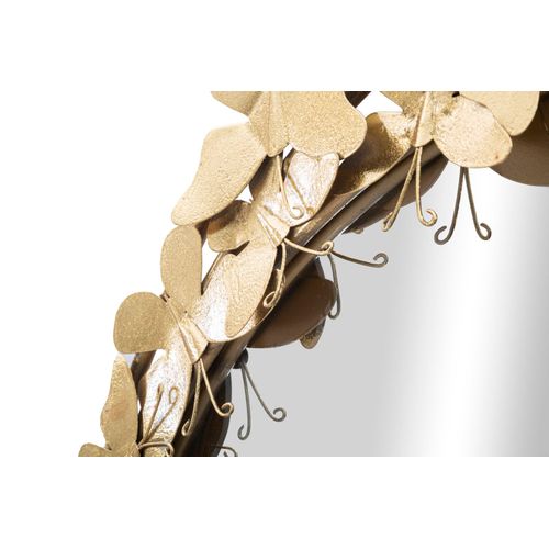 Miroir Rond Doré Glam Papillons Déco Murale 81,5 Cm