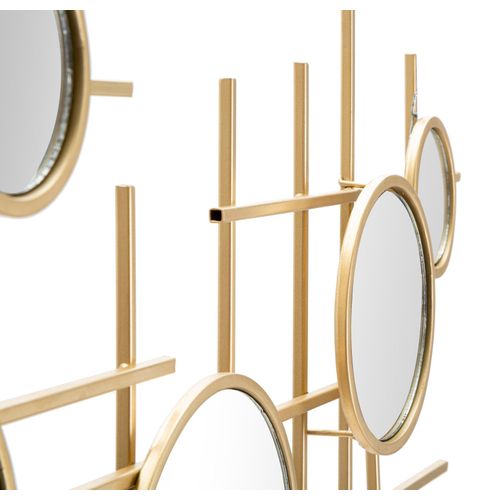 Miroir Mural Doré Composition Géométrique Décorative 117x61 Cm