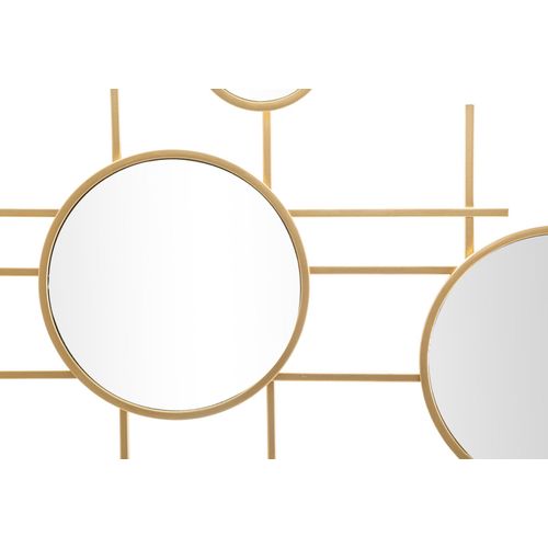 Miroir Mural Doré Composition Géométrique Décorative 117x61 Cm