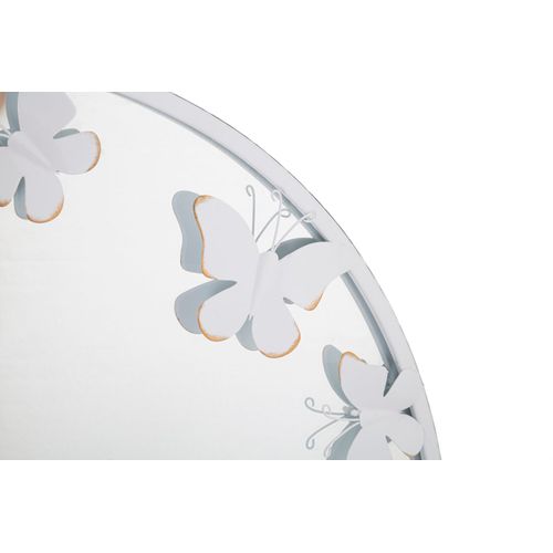 Miroir Mural Rond Papillons Blanc Et Doré 62,5 Cm Élégance Glamour