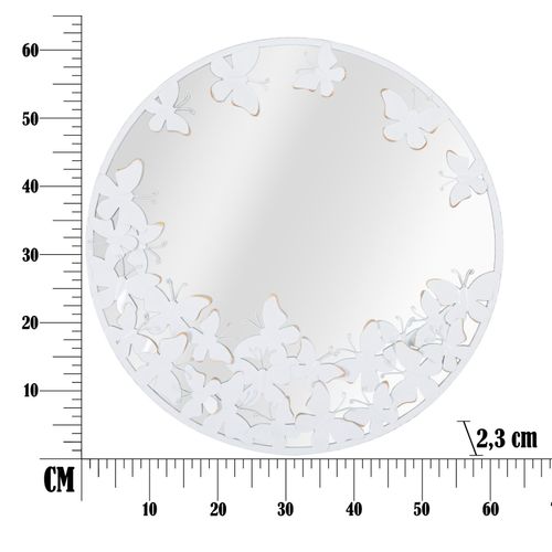 Miroir Mural Rond Papillons Blanc Et Doré 62,5 Cm Élégance Glamour
