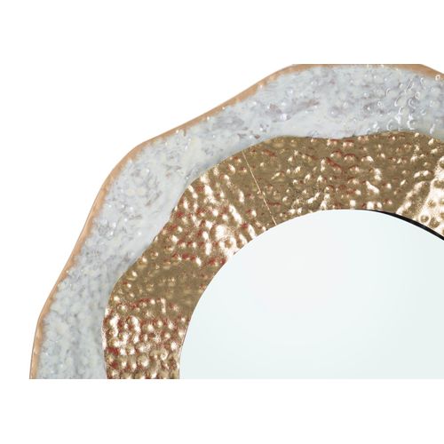 Miroir Mural Rond Doré Et Crème Avec Cadre Métallique Élégant 54,5cm