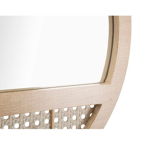 Miroir Mural Rond 50x5 Cm Style Boho Chic Avec Finitions Paille De Vienne, Multicolore
