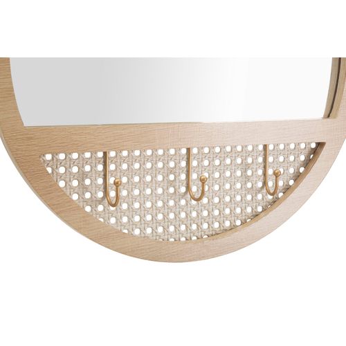 Miroir Mural Rond 50x5 Cm Style Boho Chic Avec Finitions Paille De Vienne, Multicolore