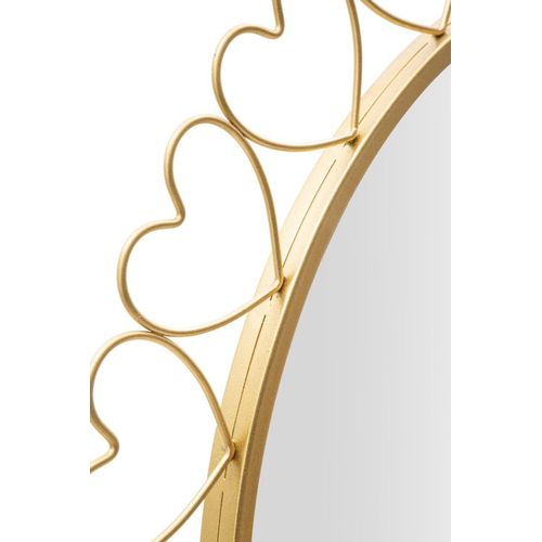 Miroir Mural Rond 80x2,5 Cm Avec Cadre Cœurs Dorés Pour Décoration Élégante