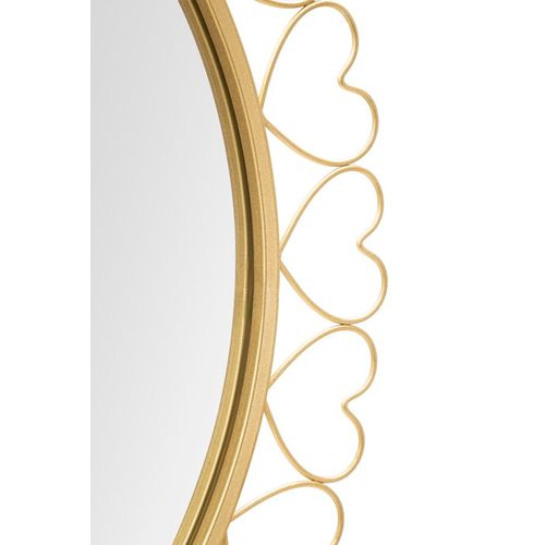 Miroir Mural Rond 80x2,5 Cm Avec Cadre Cœurs Dorés Pour Décoration Élégante