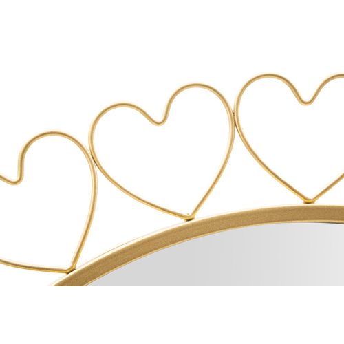 Miroir Mural Rond 80x2,5 Cm Avec Cadre Cœurs Dorés Pour Décoration Élégante
