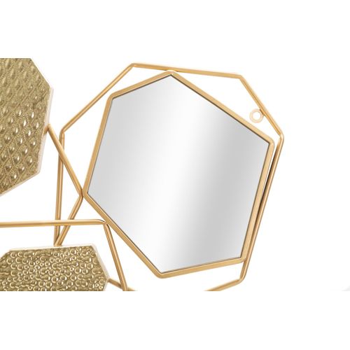 Miroir Mural Géométrique Doré 91x52 Cm Style Cubisme Pour Salon Et Entrée