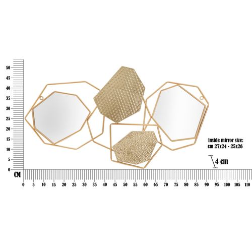 Miroir Mural Géométrique Doré 91x52 Cm Style Cubisme Pour Salon Et Entrée