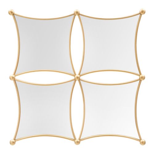 Miroir Mural Géométrique Doré 68x68 Cm 4 Panneaux Pour Salon Et Entrée