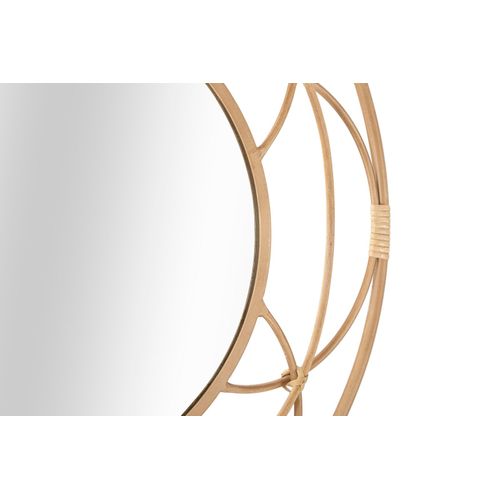 Miroir Mural Rond 60 Cm Style Boho Chic Avec Cadre Géométrique Et Rotin