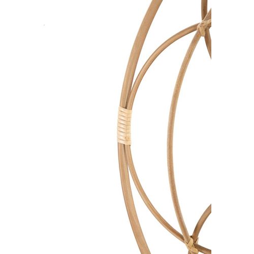 Miroir Mural Rond 60 Cm Style Boho Chic Avec Cadre Géométrique Et Rotin