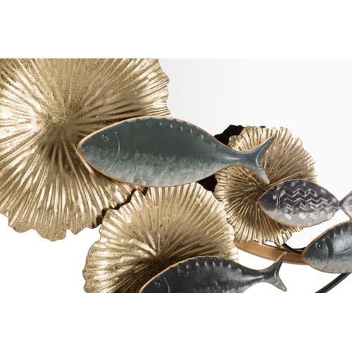 Miroir Mural Poissons 88,9x65,4 Cm Cadre Doré Avec Corail Et Étoiles De Mer