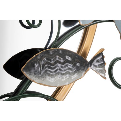 Miroir Mural Poissons 88,9x65,4 Cm Cadre Doré Avec Corail Et Étoiles De Mer