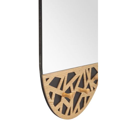 Miroir Mural 60x90 Cm Décor Bois Géométrique Moderne Avec Crochets