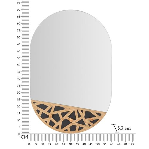 Miroir Mural 60x90 Cm Décor Bois Géométrique Moderne Avec Crochets