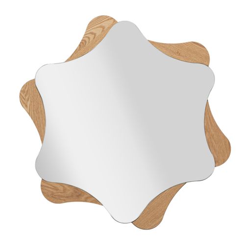 Miroir Mural Étoile 80 Cm Avec Décor Bois Rond Moderne