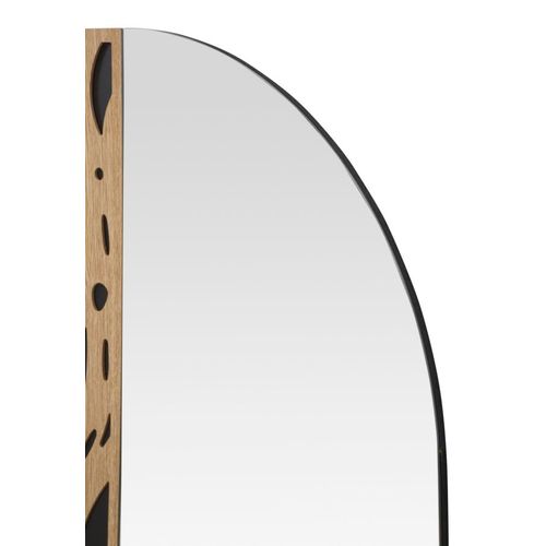 Miroir Mural Moderne 60x90 Cm Avec Décor Bois Rond Et Doux