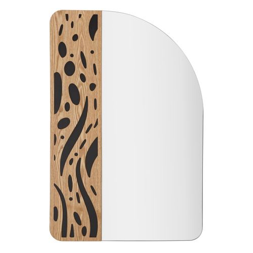 Miroir Mural Moderne 60x90 Cm Avec Décor Bois Rond Et Doux