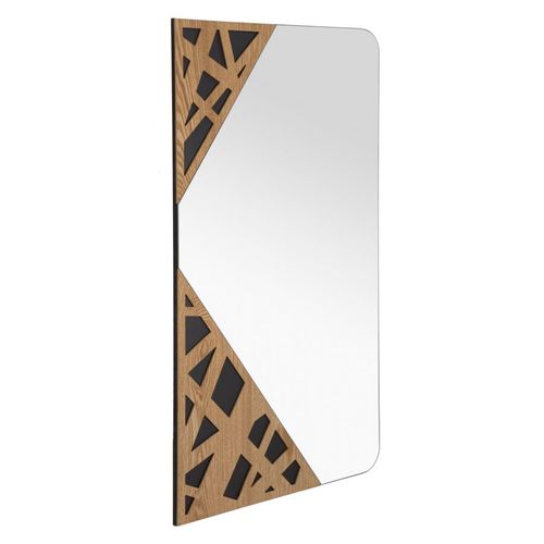 Miroir Mural Rectangulaire 50x90 Cm Avec Décor Géométrique Tissé