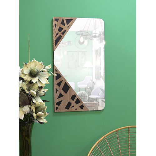 Miroir Mural Rectangulaire 50x90 Cm Avec Décor Géométrique Tissé
