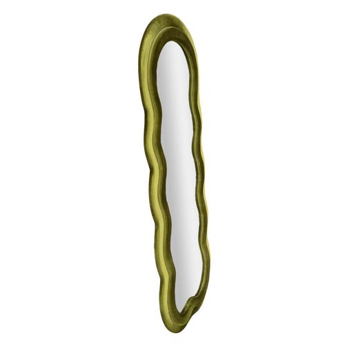 Miroir Mural 60x160 Cm Cadre Velours Vert Ondulé Pour Intérieur Moderne