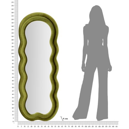 Miroir Mural 60x160 Cm Cadre Velours Vert Ondulé Pour Intérieur Moderne