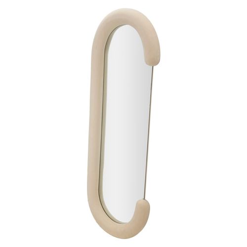 Miroir Mural 60x160 Cm Cadre Velours Crème Forme C Pour Intérieur Élégant