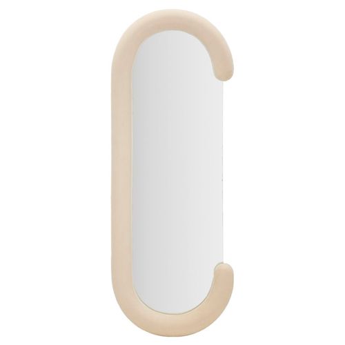 Miroir Mural 60x160 Cm Cadre Velours Crème Forme C Pour Intérieur Élégant