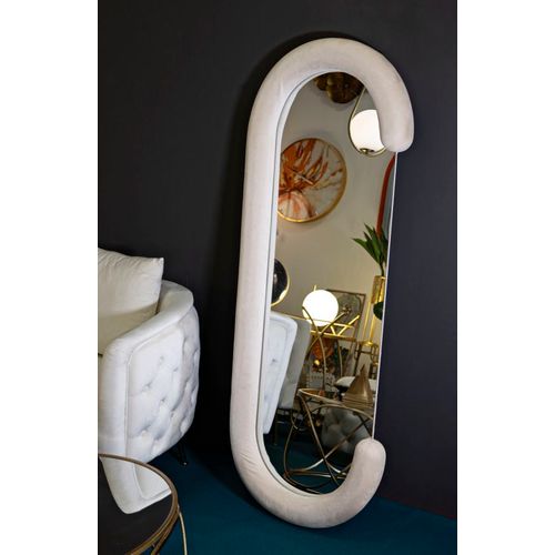 Miroir Mural 60x160 Cm Cadre Velours Crème Forme C Pour Intérieur Élégant