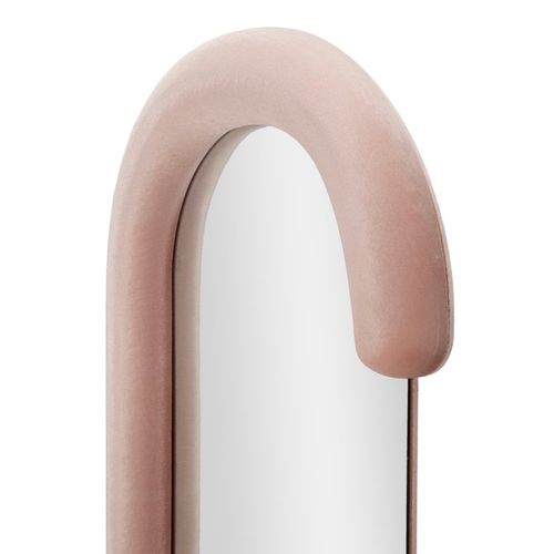 Miroir Mural 60x160 Cm Cadre Velours Rose Forme C Pour Salon Et Chambre