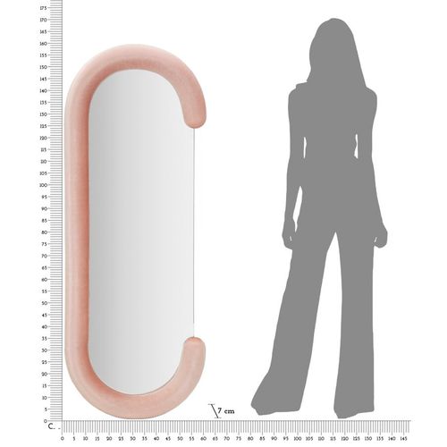Miroir Mural 60x160 Cm Cadre Velours Rose Forme C Pour Salon Et Chambre