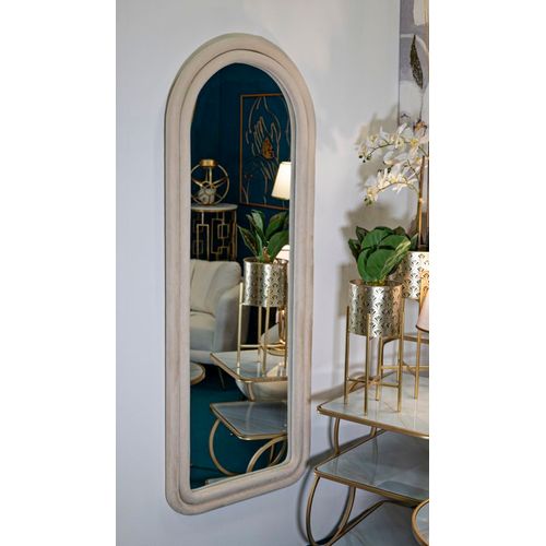 Miroir Mural 60x160 Cm Cadre Velours Crème Arche Pour Salon Et Chambre