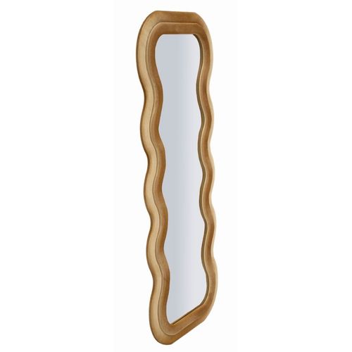 Miroir Mural 60x160 Cm Cadre Velours Doré Ondulé, Élégance Et Lumière