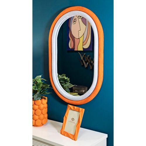 Miroir Mural 60x90 Cm Cadre Ovale En Tissu Multicolore, Style Moderne