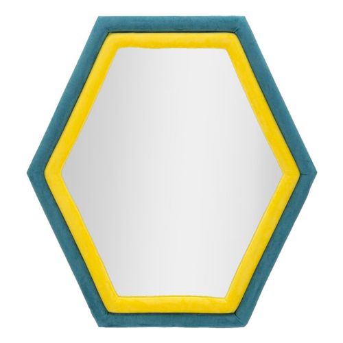 Miroir Mural Hexagonal 75x80 Cm Cadre En Tissu Multicolore