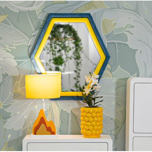 Miroir Mural Hexagonal 75x80 Cm Cadre En Tissu Multicolore